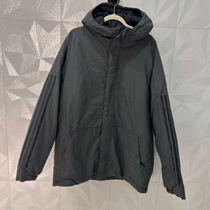Adidas Men's X-Ploric 3 Stripe Jacket XL Dark Gray Hooded Excellent Condition